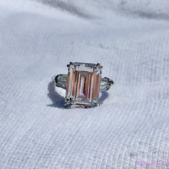 JTV Engagement Ring - CZ - Rhodium Plated - Sz 5.5 - Picture 1 of 8